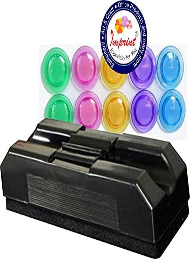 IMPRINT 1 Pc Strong Magnetic - White Board Duster and 10 Magnet Buttons for Magnetic White Boards,Fridge,Racks & Almirah - Image 3